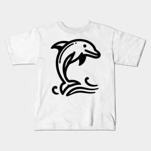 Stick Figure of a Dolphin in Black Ink Kids T-Shirt